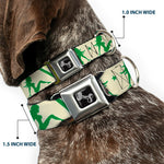 Dog Bone Seatbelt Buckle Collar - Mud Flap Girls w/Stripes Tan/Green/Lime Green
