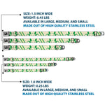 Dog Bone Seatbelt Buckle Collar - Mud Flap Girls w/Stripes Tan/Green/Lime Green