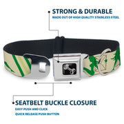 Dog Bone Seatbelt Buckle Collar - Mud Flap Girls w/Stripes Tan/Green/Lime Green