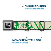 Dog Bone Seatbelt Buckle Collar - Mud Flap Girls w/Stripes Tan/Green/Lime Green