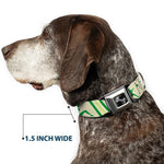 Dog Bone Seatbelt Buckle Collar - Mud Flap Girls w/Stripes Tan/Green/Lime Green
