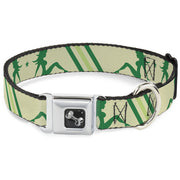 Dog Bone Seatbelt Buckle Collar - Mud Flap Girls w/Stripes Tan/Green/Lime Green