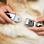 Dog Bone Seatbelt Buckle Collar - Mustaches Straight White/Black