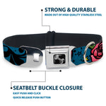 Dog Bone Seatbelt Buckle Collar - Mom & Dad CLOSE-UP Blue w/Sparrows