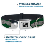 Dog Bone Seatbelt Buckle Collar - Mustaches Green/Sketch
