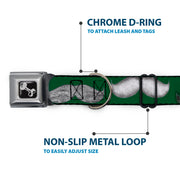 Dog Bone Seatbelt Buckle Collar - Mustaches Green/Sketch