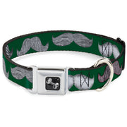 Dog Bone Seatbelt Buckle Collar - Mustaches Green/Sketch