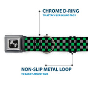 Dog Bone Seatbelt Buckle Collar - Mini Checker Black/Gray/3 Green
