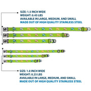 Dog Bone Seatbelt Buckle Collar - Marlin Green/Multi Color