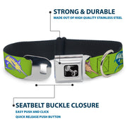 Dog Bone Seatbelt Buckle Collar - Marlin Green/Multi Color