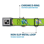 Dog Bone Seatbelt Buckle Collar - Marlin Green/Multi Color