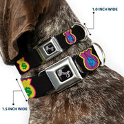 Dog Bone Seatbelt Buckle Collar - Money Bags Black/Multi Color