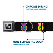Dog Bone Seatbelt Buckle Collar - Money Bags Black/Multi Color