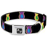 Dog Bone Seatbelt Buckle Collar - Money Bags Black/Multi Color