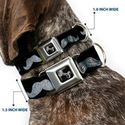 Dog Bone Seatbelt Buckle Collar - Mustache Sketch Black/White