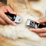 Dog Bone Seatbelt Buckle Collar - Mustache Sketch Black/White