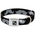 Load image into Gallery viewer, Dog Bone Seatbelt Buckle Collar - Mustache Sketch Black/White
