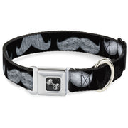 Dog Bone Seatbelt Buckle Collar - Mustache Sketch Black/White