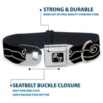Dog Bone Seatbelt Buckle Collar - Mustache Outlines Black/White