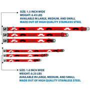 Dog Bone Seatbelt Buckle Collar - Mustaches Red/Brown/White/Black