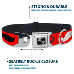 Dog Bone Seatbelt Buckle Collar - Mustaches Red/Brown/White/Black