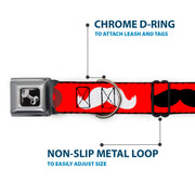 Dog Bone Seatbelt Buckle Collar - Mustaches Red/Brown/White/Black