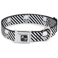 Load image into Gallery viewer, Dog Bone Seatbelt Buckle Collar - Metal Skull Black/White

