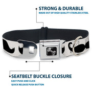 Dog Bone Seatbelt Buckle Collar - Multi Mustaches Sketch White/Black
