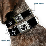 Dog Bone Seatbelt Buckle Collar - Nautical Star Black/White