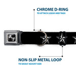 Dog Bone Seatbelt Buckle Collar - Nautical Star Black/White