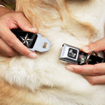 Dog Bone Seatbelt Buckle Collar - Nautical Star Black/White