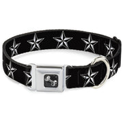 Dog Bone Seatbelt Buckle Collar - Nautical Star Black/White