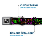 Dog Bone Seatbelt Buckle Collar - Nautical Star Splatter Black/Neon