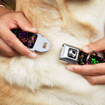 Dog Bone Seatbelt Buckle Collar - Nautical Star Splatter Black/Neon