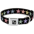 Load image into Gallery viewer, Dog Bone Seatbelt Buckle Collar - Nautical Star Black/Multi Color
