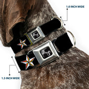 Dog Bone Seatbelt Buckle Collar - Nautical Star Black/White/Rainbow
