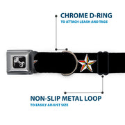 Dog Bone Seatbelt Buckle Collar - Nautical Star Black/White/Rainbow