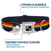 Dog Bone Seatbelt Buckle Collar - Nautical Star Rainbow/White/Black