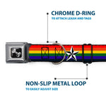 Dog Bone Seatbelt Buckle Collar - Nautical Star Rainbow/White/Black