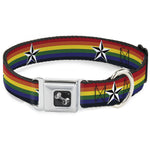 Dog Bone Seatbelt Buckle Collar - Nautical Star Rainbow/White/Black