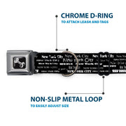 Dog Bone Seatbelt Buckle Collar - New York City Black/White