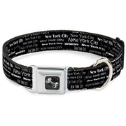 Dog Bone Seatbelt Buckle Collar - New York City Black/White