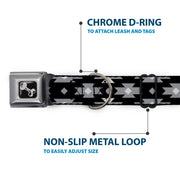 Dog Bone Seatbelt Buckle Collar - Navajo Gray/Black/Gray/White