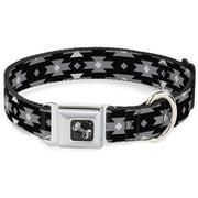 Dog Bone Seatbelt Buckle Collar - Navajo Gray/Black/Gray/White