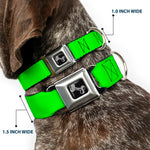 Dog Bone Seatbelt Buckle Collar - Neon Green
