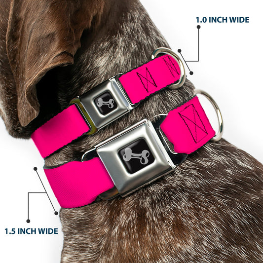 Dog Bone Seatbelt Buckle Collar - Neon Pink Print