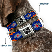 Dog Bone Seatbelt Buckle Collar - Navajo Gray/Blue/Orange/Black