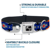 Dog Bone Seatbelt Buckle Collar - Navajo Gray/Blue/Orange/Black