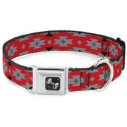 Dog Bone Seatbelt Buckle Collar - Navajo Gray/Red/Gray/Black