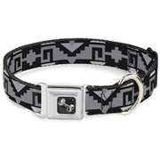 Dog Bone Seatbelt Buckle Collar - Navajo2 Black/Gray
